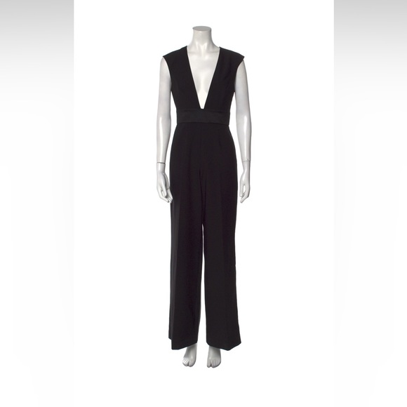 Black Jay Godfrey black plunge neck jumpsuit - Picture 2 of 5